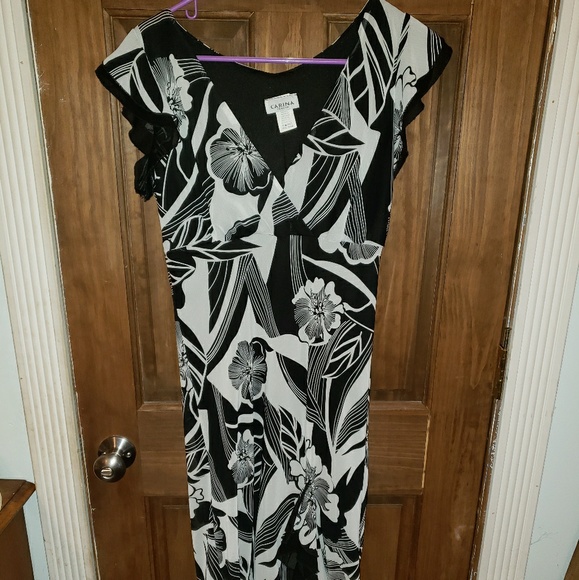 Black and white floral print dress - Picture 1 of 2